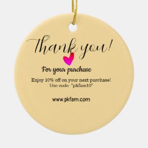 Thank you for purchase pink family business detail ceramic ornament