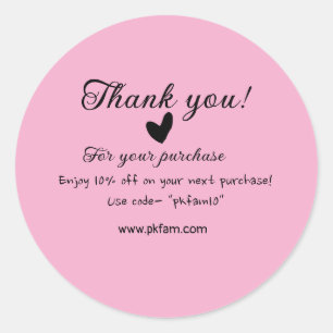 Thank you for purchase pink family business detail classic round sticker