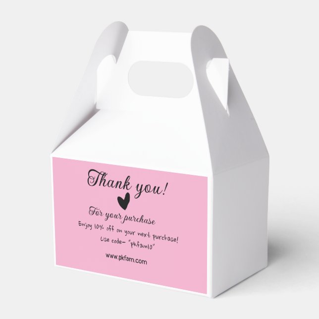 Thank you for purchase pink family business detail favour box (Front Side)