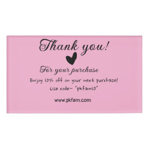 Thank you for purchase pink family business detail name tag