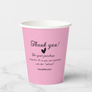 Thank you for purchase pink family business detail paper cups