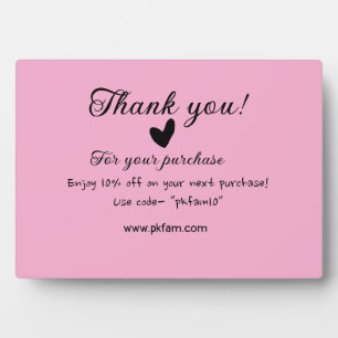 Thank you for purchase pink family business detail plaque