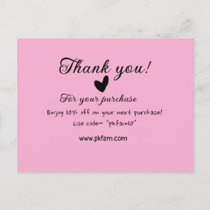 Thank you for purchase pink family business detail postcard