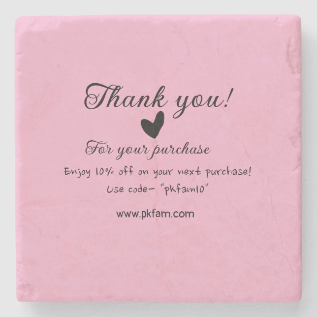 Thank you for purchase pink family business detail stone coaster (Front)
