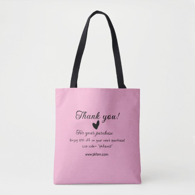 Thank you for purchase pink family business detail tote bag (Front)