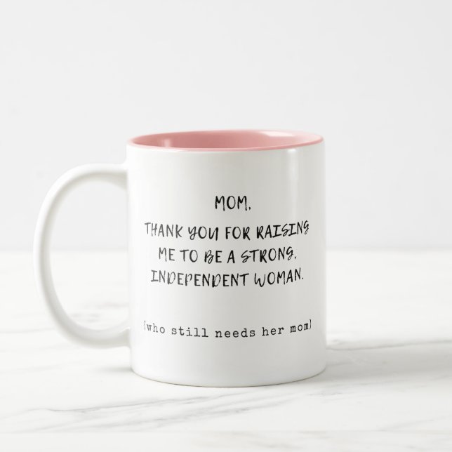 Thank You For Raising Me To Be A Strong Two-Tone Coffee Mug (Left)
