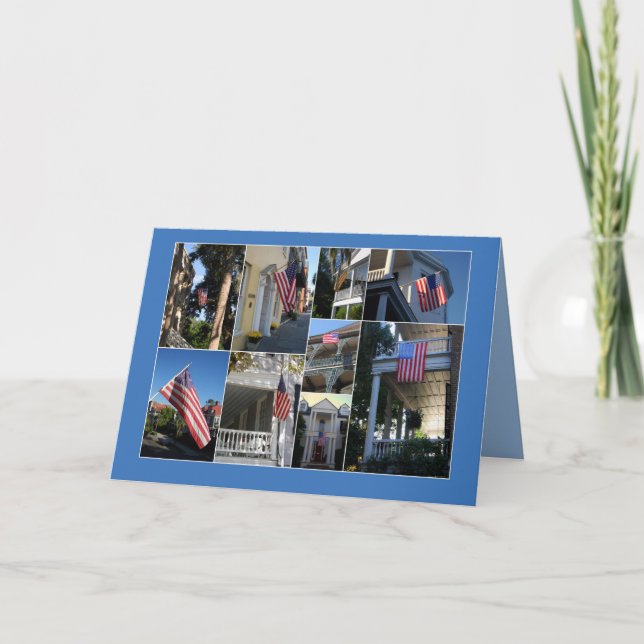 Thank You for Service American Flag Collage Card (Front)