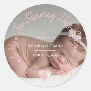 Thank You For Sharing This Special Day Heart Pink Classic Round Sticker