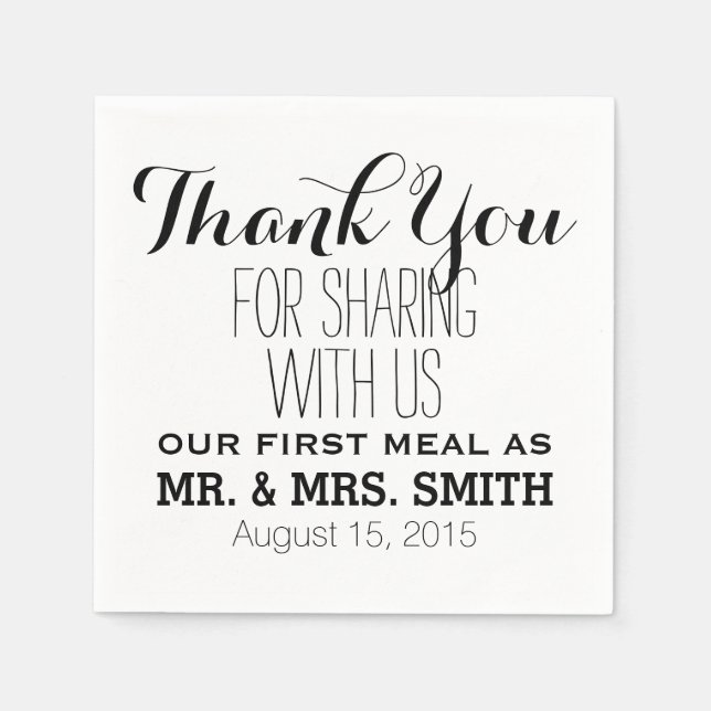 Thank you for sharing with us first meal wedding napkin (Front)
