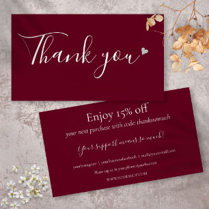 Thank You For Shopping Burgundy Discount Card