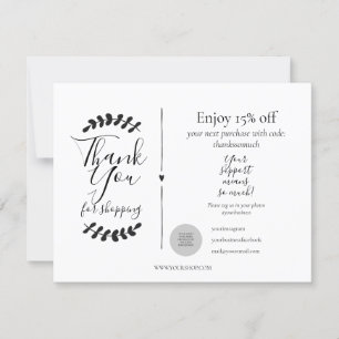 Thank You For Shopping Discount Card