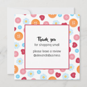 Thank you for Shopping small Handmade Instagram  Card