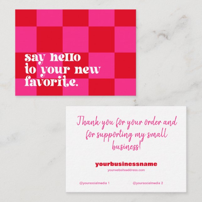 Thank You For Shopping Small Pink Chequered Insert (Front/Back)