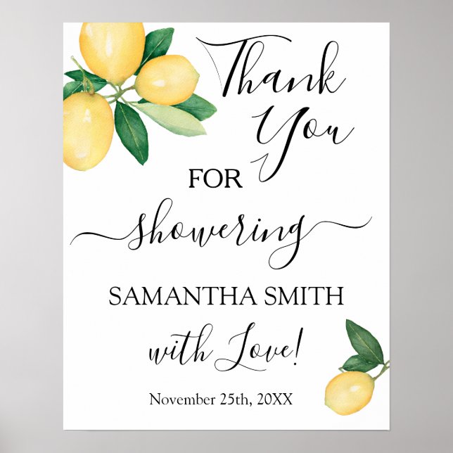 Thank you for Showering Bride to be Lemons Sign (Front)