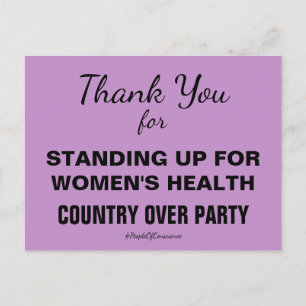 Thank You For Standing Up for Women's Health Postcard