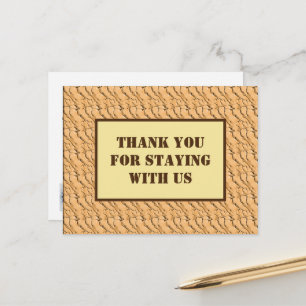 Thank You for Staying with Us Light Brown Pattern Postcard