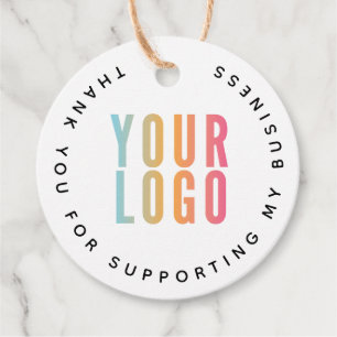 Thank You For Supporting My Business Logo White Favour Tags