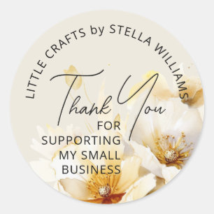 Thank You For Supporting My Small Business Floral Classic Round Sticker