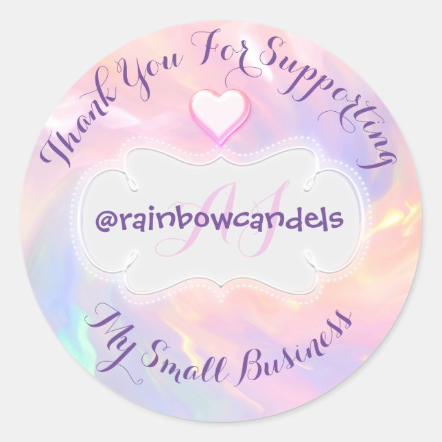 Thank You For Supporting My Small Business Pink Classic Round Sticker (Front)