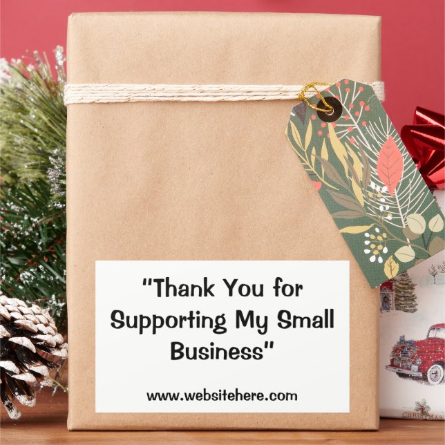 “Thank You for Supporting My Small Business”  Rectangular Sticker (Holiday)