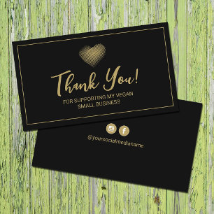 Thank You For Supporting My Vegan Small Business Card