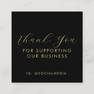 Thank You For Supporting Our Business Black Gold Enclosure Card