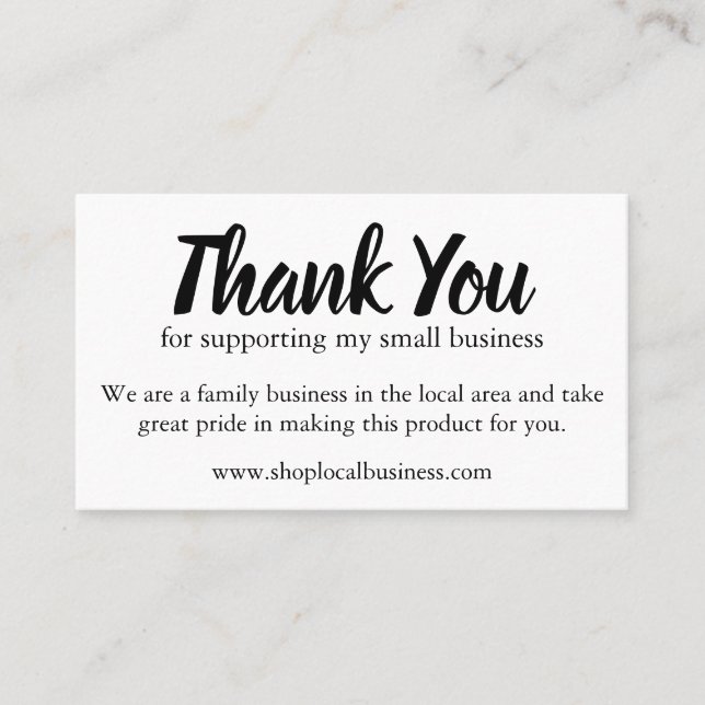 Thank You For Supporting Small Business Card (Front)
