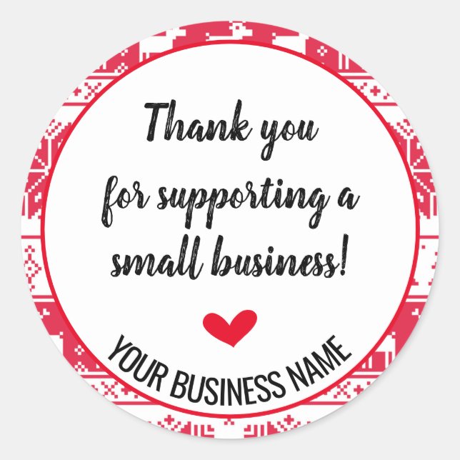 Thank you for supporting small business classic round sticker (Front)