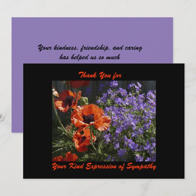 Thank You for Sympathy, Orange Flowers Poppies (Front/Back)