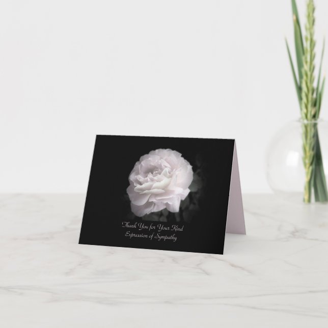 Thank You for Sympathy, Pale Pink Rose Note Card (Front)