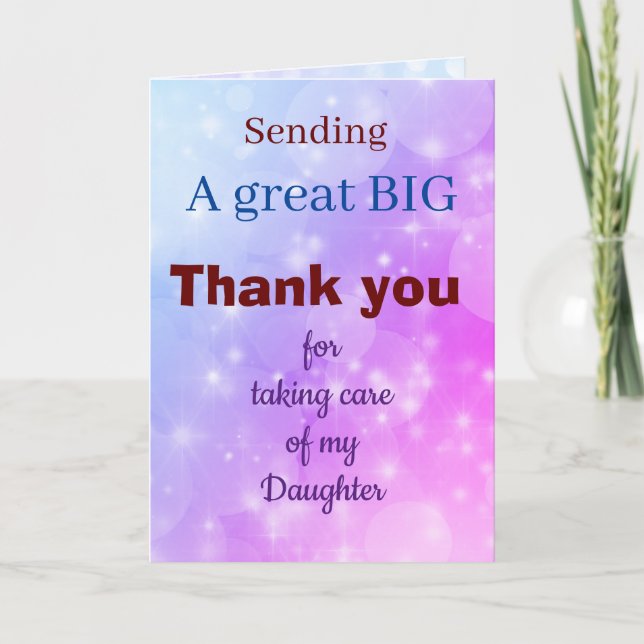 Thank you for taking care of my Daughter card (Front)