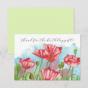 Thank You For The Birthday Gift Poppies Card