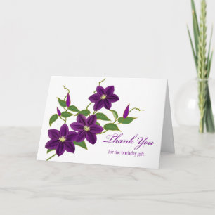 Thank You for the Birthday Gift with Clematis Card
