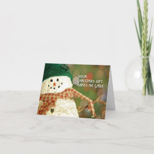 Thank You for the Christmas Gift Happy Snowman Card