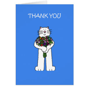 Thank You for the Flowers Cartoon Cat