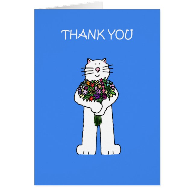 Thank You for the Flowers Cartoon Cat (Front)