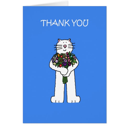 Thank you for the flowers, cute cat. card