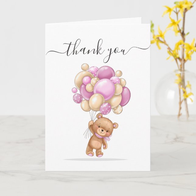 Thank You for the Teddy Bear Love Card (Yellow Flower)