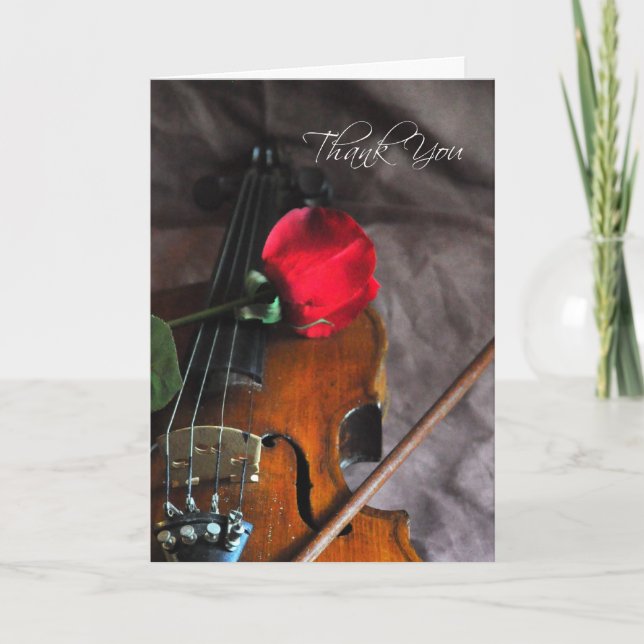 Thank you for the Wedding Music Rose and Violin Card (Front)