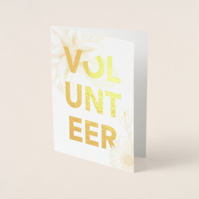 thank you for volunteering flowers gold foil foil card (Front)
