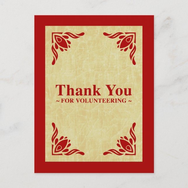 thank you for volunteering postcard (Front)