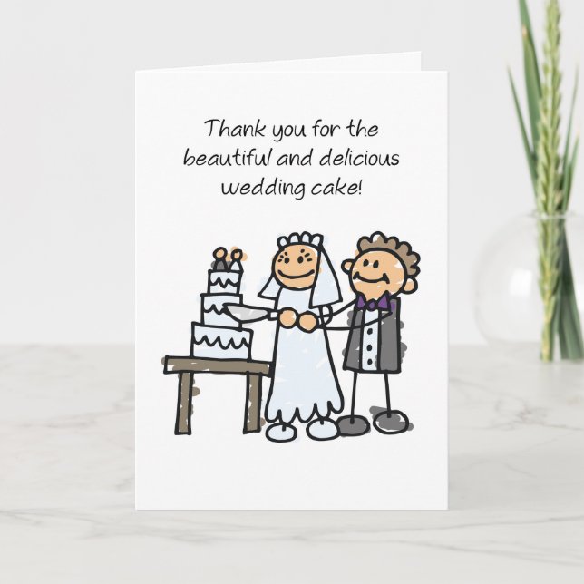 Thank You for Wedding Cake Stick Figure Card (Front)
