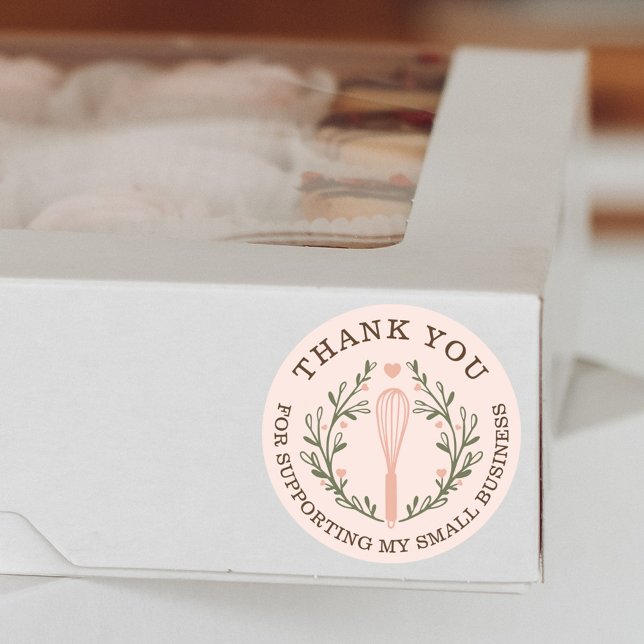 Thank You For Your Business Bakery Whisk Logo Classic Round Sticker (Creator Uploaded)