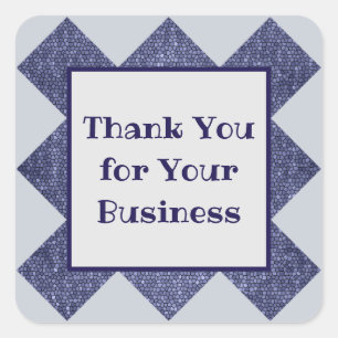 Thank You for Your Business Blue Mosaic Diamond Square Sticker