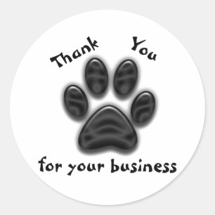 Thank You for Your Business Dog Paw Print Classic Round Sticker