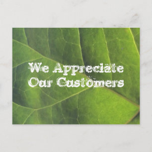 Thank You For Your Business Green Leaf Customer Postcard