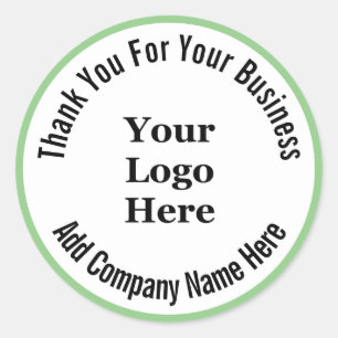 Thank You For Your Business Light Green Your Logo Classic Round Sticker