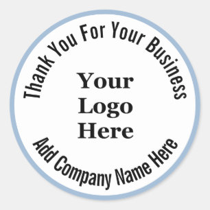 Thank You For Your Business Name Logo Baby Blue Classic Round Sticker
