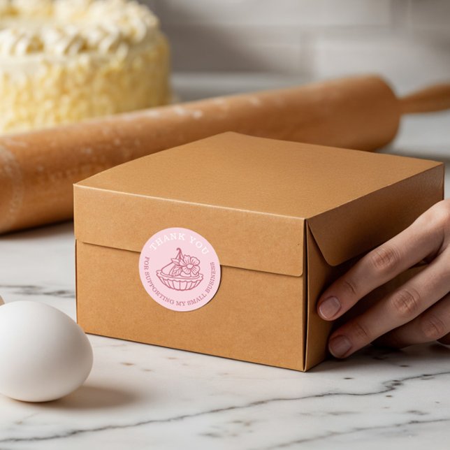 Thank You For Your Business Pink Bakery Pastry Classic Round Sticker (Thank You For Your Business Pink Bakery Pastry Classic Round Sticker)