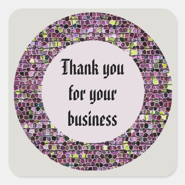 Thank You For Your Business Pink Mosaic Customer Square Sticker (Front)